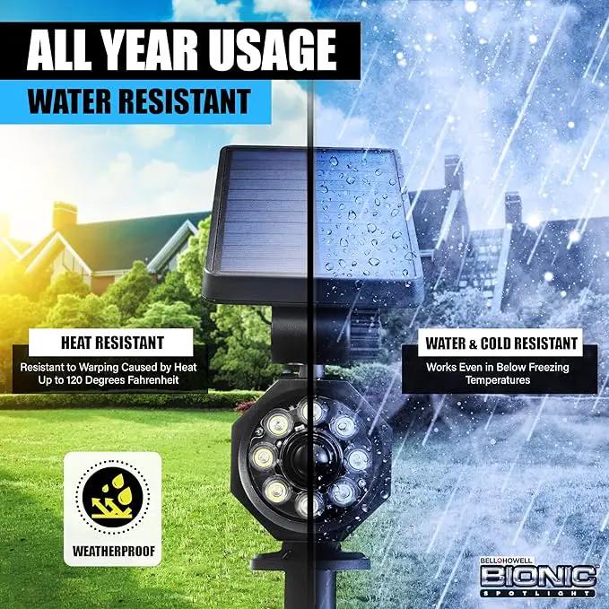 Bell+Howell Bionic Spotlight Motion Solar Spot Lights Outdoor Waterproof, Solar Landscape Lights, Outdoor Solar Yard Lights Weather Resistant, Super Bright LED Lights, for Garden, Lawn As Seen On TV by GreenHaven Gardens