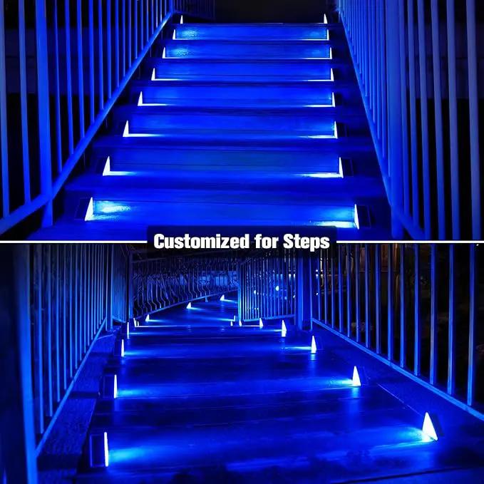 VOLISUN Solar Stair Lights 12 Pack, Solar Step Lights Outdoor Waterproof IP67, LED Outdoor Step Light,Outdoor Light Decor for Garden Stair, Deck, Front Step and Front Porch（Blue Lighting） by GreenHaven Gardens