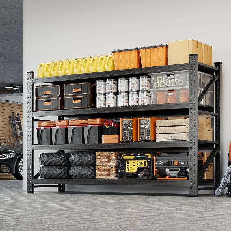Yizosh 75" W Metal Garage Storage Shelves,8000LBS Heavy Duty 4-Shelf Adjustable Steel Organization Shelving,Utility Rack Shelf,75" W x 24" D x 70" H for Basement,Warehouse,Industrial by GreenHaven Gardens