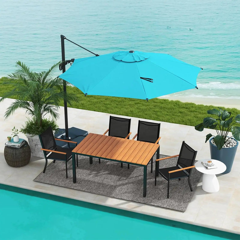 Abba Patio 10FT Vienna Offset Patio Umbrella Outdoor Cantilever Umbrella with 360° Rotation Design and Easy Tilt Adjustment UV 50+ Protection 8 Ribs for Backyard Garden Deck Pool Patio, Light Blue by GreenHaven Gardens