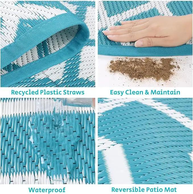 HEBE Outdoor Rug 8ft for Patios Waterproof Clearance Reversible Patio Mat Plastic Straw Rug RV Camping Mat Outside Area Rug Carpet for Camping RV,Porch,Deck,Balcony,Camper,Backyard by GreenHaven Gardens