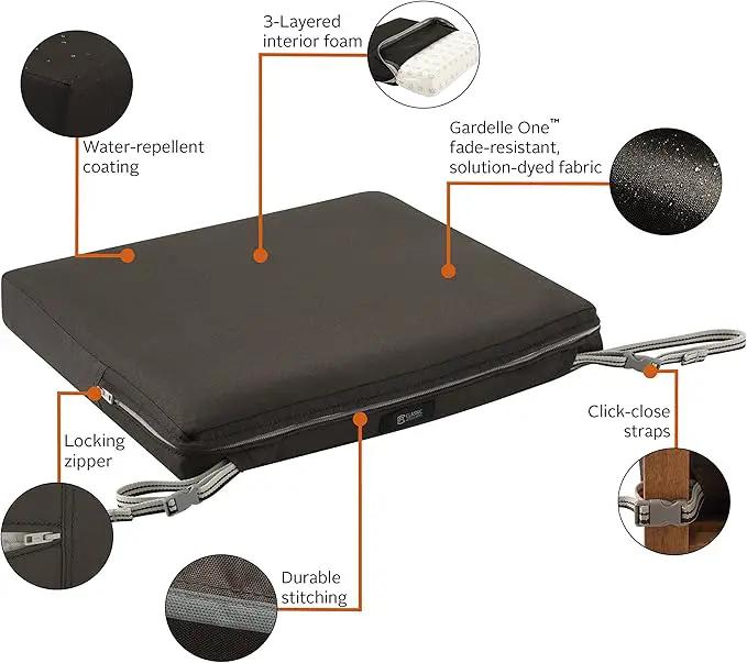 Classic Accessories Ravenna Water-Resistant 17 x 15 x 2 Inch Patio Seat Cushion, Espresso by GreenHaven Gardens