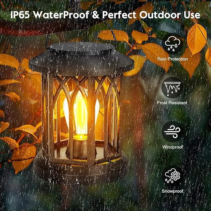 Hanging Solar Lanterns Outdoor Waterproof - 2 Pack Solar Lantern Decorative, Hanging Solar Lights for Outside, Outdoor Solar Powered Lantern with Handle & Clip for Patio Yard Decor by GreenHaven Gardens