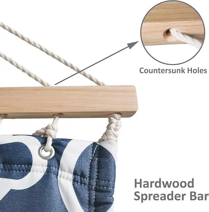 SUNCREAT Two Person Hammock with Stand, 475 lbs Capacity, Portable Patio Hammock with Hardwood Spreader Bar, Large Soft Pillow, Blue Pattern by GreenHaven Gardens