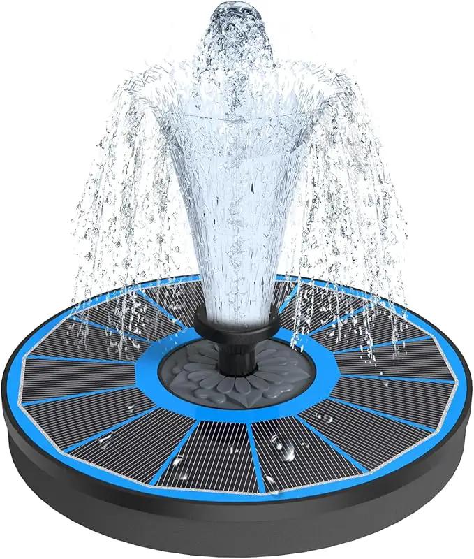 Solar Fountain Upgraded High Efficiency Glass Solar Panel, Solar Bird Bath Fountains with Flower No Battery,Solar Water Pump Fountain for Bird Bath Garden Small Ponds Outdoor Décor(Blue) by GreenHaven Gardens