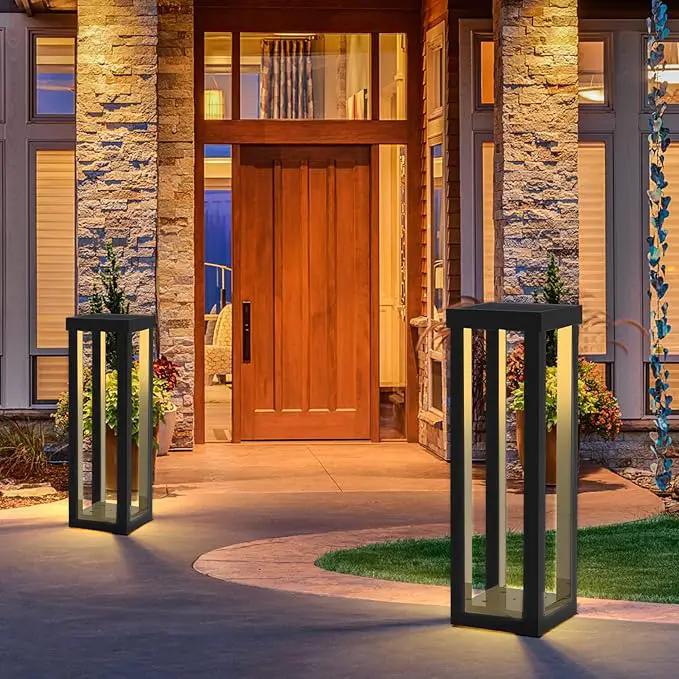 Solar Patio Floor Lamp Outdoor, 2 Pack Solar Landscape Path Lights with 3 Light Modes, Garden Decorations Waterproof 12H Endurance Cordless Landscaping for Porch Lawn Yard Backyard (Black) by GreenHaven Gardens