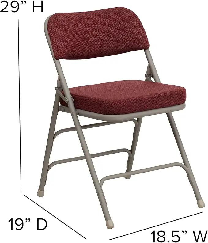 Flash Furniture 4 Pack HERCULES Series Premium Curved Triple Braced & Double Hinged Burgundy Fabric Metal Folding Chair by GreenHaven Gardens