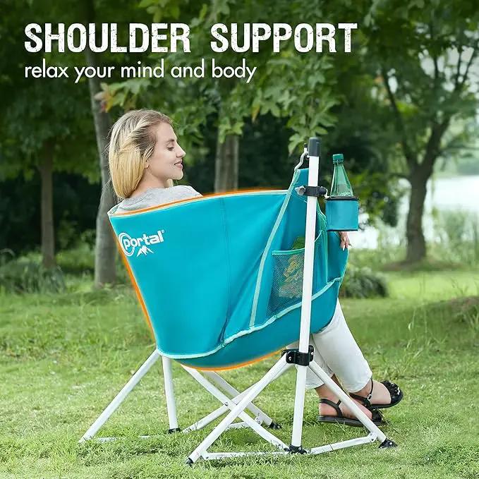 Portal Hammock Camping Chair Folding Rocking Chair Portable Swinging Chair with Cup Holder for Outdoor Lawn Backyard Patio Car Camp Sports Concerts,Support 350 lbs Blue by GreenHaven Gardens