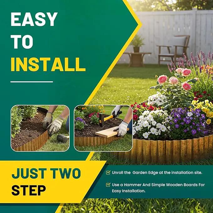 Corrugated Metal Garden Edging, 10"×20Ft Durable Landscape Border for Garden, Lawn, Flower Beds and Paver Edging (Rusty) by GreenHaven Gardens