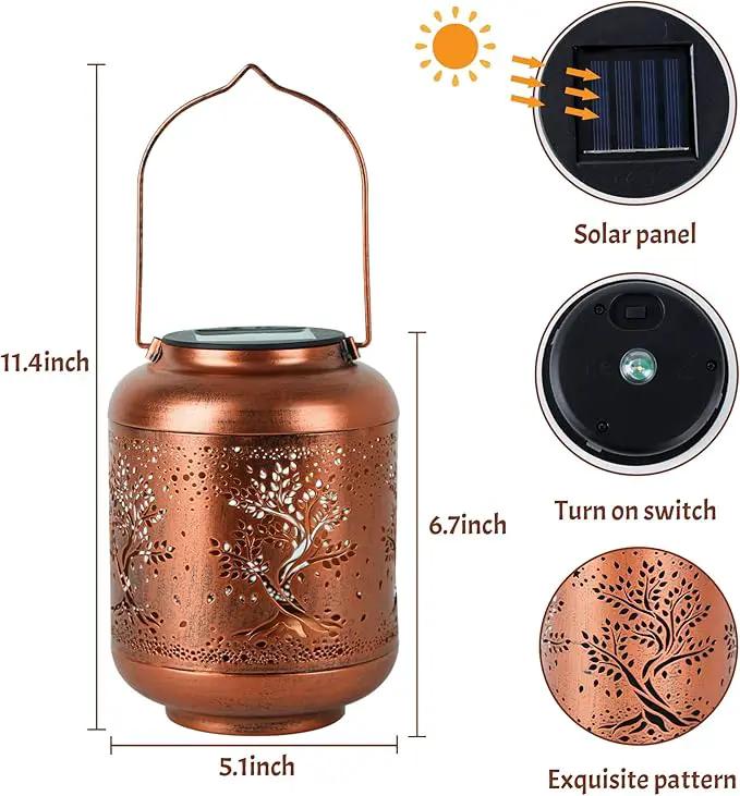 Solar Lanterns Outdoor, Waterproof Hanging Solar Lantern Garden Decor, Solar Lights for Backyard Porch Patio Table Yard Balcony Lawn Pathway, Tree of Life Gifts for Women Grandma Mom by GreenHaven Gardens