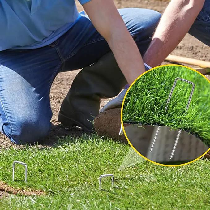 25pcs 6 Inch Garden Landscape Staples 11 Gauge Galvanized Lawn Stakes, Heavy Duty Sod Pins for Fences, Lawns, Weed Barriers, and Landscape Fabrics, Netting, Irrigation Hose, Floor Mats by GreenHaven Gardens
