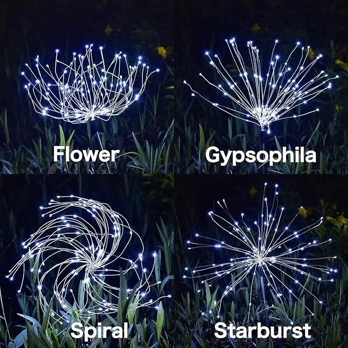 Solar Outdoor Lights,4 Pack 120 LED Waterproof Solar Firework Lights are 8 Modes Decorative Sparkles Stake Landscape Light,Garden Copper Wire Firework Lamp for Backyard Lawn Patio Decor(Cool White) by GreenHaven Gardens
