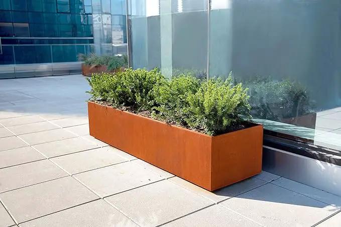 Large Rectangular Planter for Outdoor Plants – 36x12x24 Corten Steel Planter Box | Tall Metal Design for Privacy | Heavy Duty, Made in USA by GreenHaven Gardens