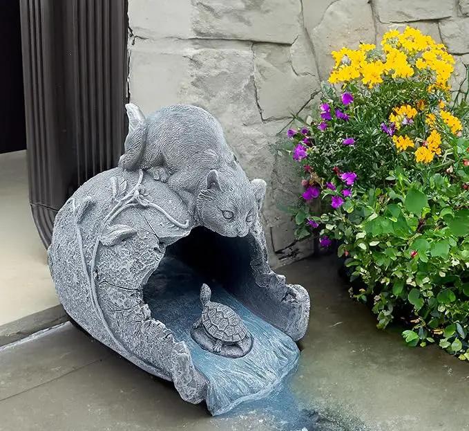 Real Cat Sculpture Gutter Downspout Extender, Eco-Friendly Resin Garden Animal Statue, Decorative Gutter Extension Downspout, Outdoor Decor Ornament, Splash Block, Perfect for 3"x4" Downspouts by GreenHaven Gardens