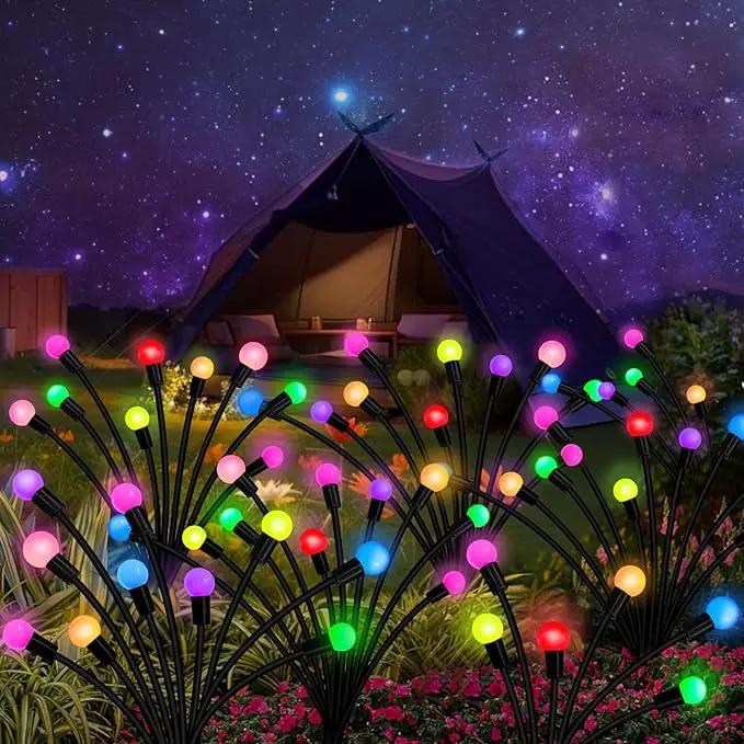 4 Pack 40 LED Solar Firefly Lights,2 Pack Multicolor+2 Pack Blue by GreenHaven Gardens