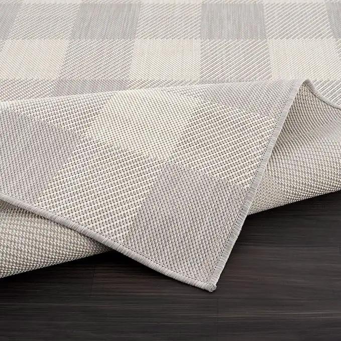 CAMILSON Outdoor Rug - Modern Area Rugs for Indoor and Outdoor Patios, Kitchen and Hallway mats - Easy Cleaning Non Shedding Washable Outside Carpet (5x7, Buffalo - Grey/White) by GreenHaven Gardens