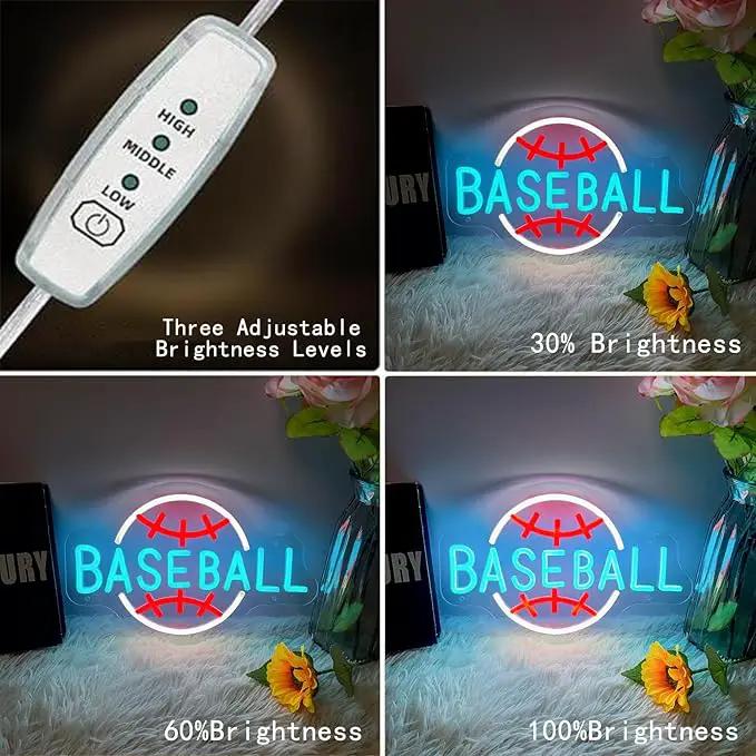 Baseball Neon Sign Dimmable LED Neon Signs for Wall Decor, Baseball Neon Light Sign for Bedroom Man Cave Gaming Room Party College Club Decor Sports Soccer Players Lover Gifts by GreenHaven Gardens
