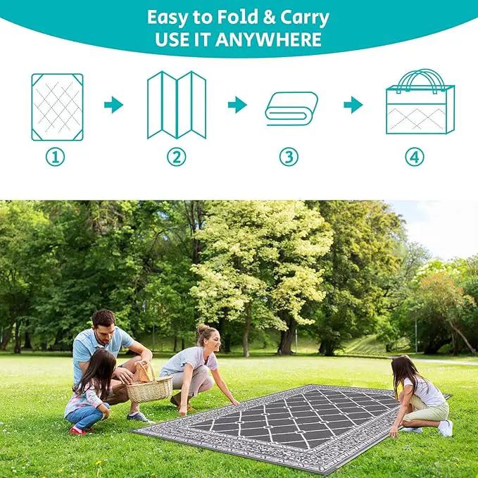 HEBE Outdoor Rug Waterproof 6x9, Reversible Plastic Straw Rug RV Camping Rug, Indoor Outdoor Patio Mat Clearance, Outside Carpet for Porch,Deck,Camper,Balcony,Backyard,Picnic by GreenHaven Gardens