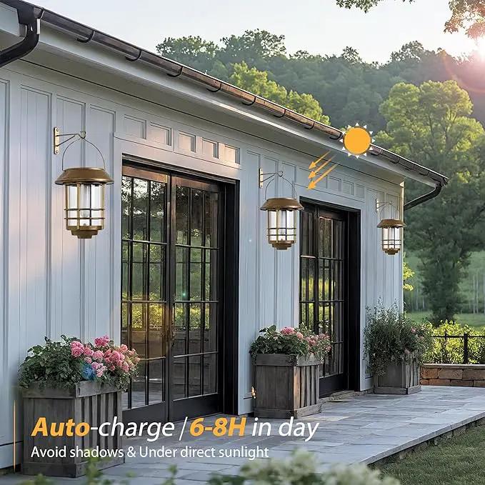 Otdair Solar Wall Lantern Outdoor, Flickering Flames Solar Sconce Lights Outdoor, Hanging Solar Lamps Wall Mount for Front Porch, Patio and Yard, 2 Pack, Yellow Bronze by GreenHaven Gardens