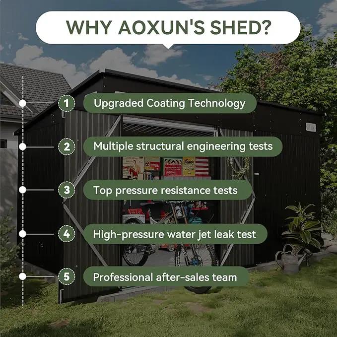 Aoxun 7' x 4' Shed 140 CU.FT Outdoor Waterproof Storage Shed with Triple Lockable Door Garden Metal Tool Shed for Outside by GreenHaven Gardens
