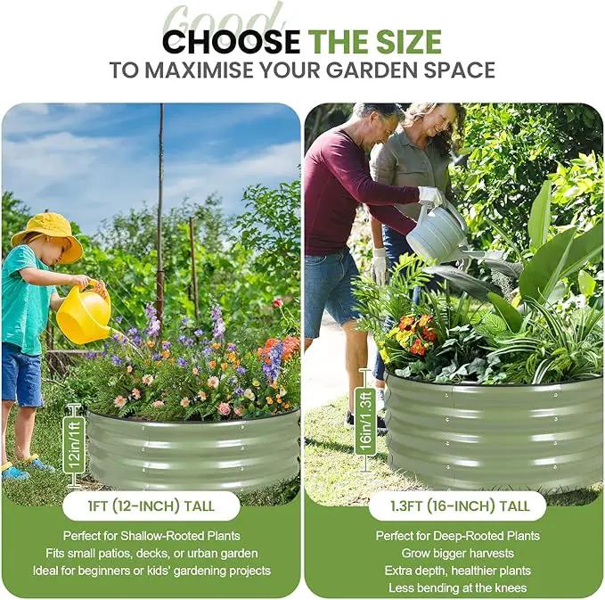 G GOOD GAIN Round Raised Garden Bed - 1Pcs 3x3x1.4ft Galvanized Steel Planter Boxes Outdoor with Rubber Edge Trim | Metal Raised Beds for Gardening Vegetables Flowers Fruits Herbs (Olive Green) by GreenHaven Gardens