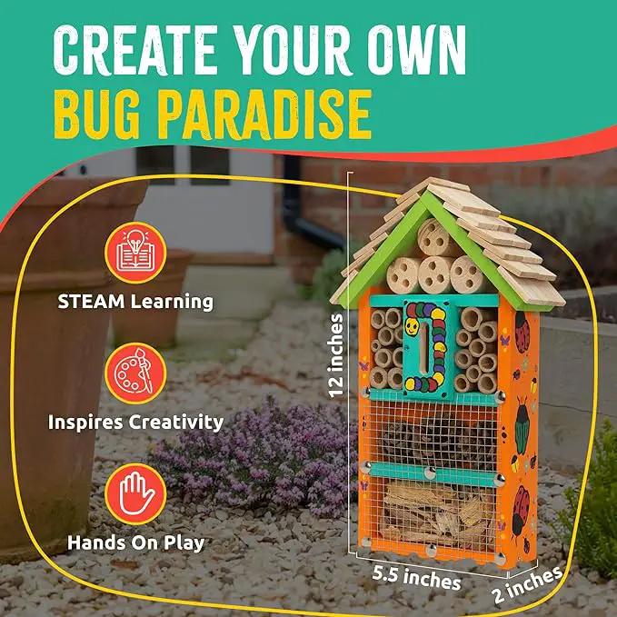 Premium Bug Hotel Kit, DIY Cedar Wood Craft for Building Bee, Ladybug, or Butterfly Houses, Educational Kit for Kids, Parents and Teachers by GreenHaven Gardens