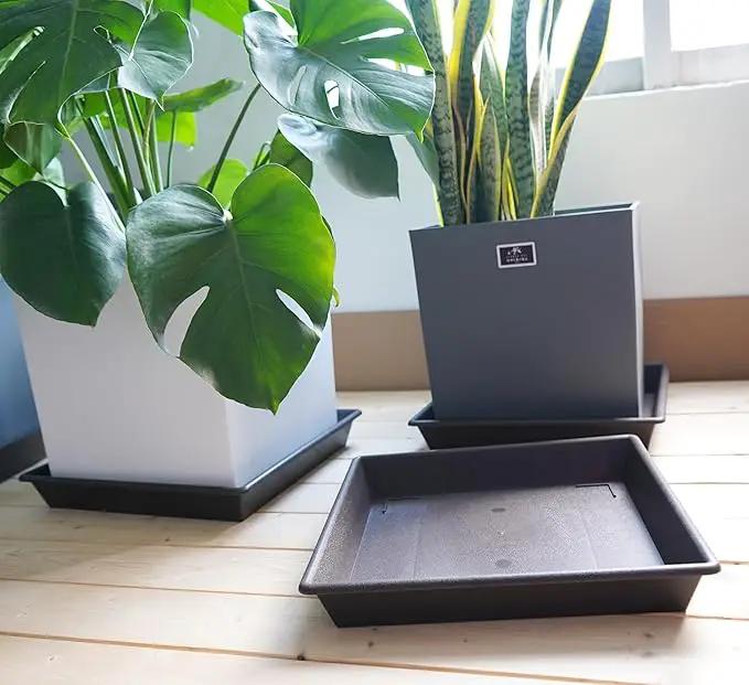 Square Plant Saucer 14 Inch 2 Pack，Plant Stand Plant Trays for Pots Heavy Duty Plastic Plant Saucers for Indoors Outdoors, Flower Pot No Holes Plant Lover Gardening Gifts by GreenHaven Gardens