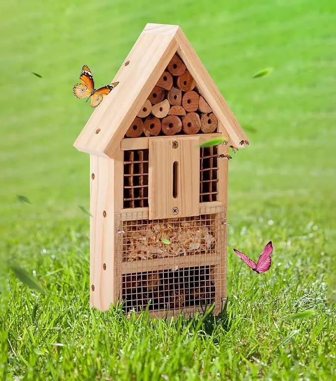 2 PK Large Cedar Wood Insect House Kit for DIY Project Backyard Insect House, Bee House, Nesting Habitat Shelters, Garden Shelter for Bees, Butterflies, Bugs by GreenHaven Gardens