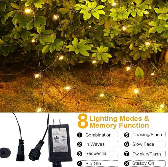 LED Christmas Net Lights for Bushes Outdoor,100 LED 5ftx5ft Waterproof 8 Modes Connectable Mesh Lights for Bushes,Garden,Yard,Trunk,Outdoor Christmas Decorations by GreenHaven Gardens