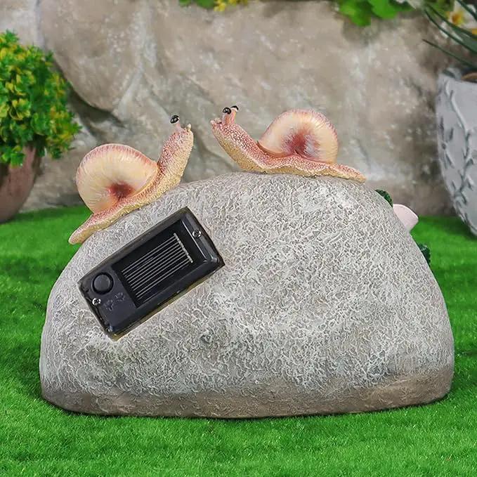 Snail Garden Statue Outdoor Decor Art Solar LED Light Welcome Sign Sculpture Auspicious Snail Resin Figurine Yard Porch Patio Lawn Decorations Housewarming Gifts for Mom Grandma Women by GreenHaven Gardens