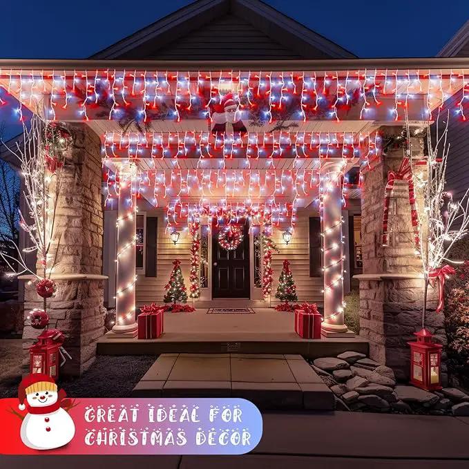 JMEXSUSS 38.8 Ft 400 LED Icicle Christmas Lights for Outside, 8 Modes Red and White Icicle String Lights Plug in with Remote, Christmas Lights Indoor Outdoor for Halloween Party Christmas Decoration by GreenHaven Gardens