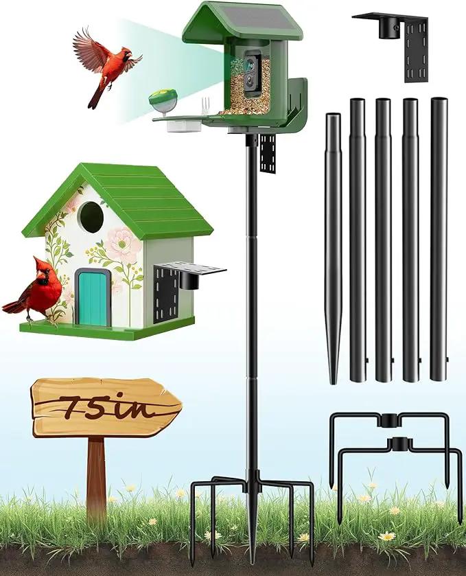 Bird Feeder Pole – 75 Inch Height Bird House Pole with 1-Inch Dia Heavy Duty for Birdfeeders, Feeding Stand with Mount Kit for Outdoor, Slip-Fit Connection by GreenHaven Gardens