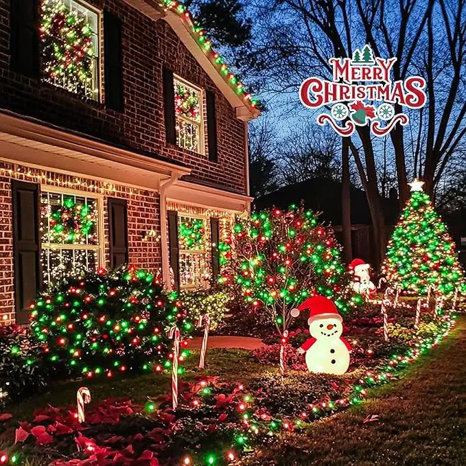 JMEXSUSS 200 LED Red and Green Christmas Lights Outdoor, 66ft String Lights Indoor Clear Wire Plug in for Bedroom Party Christmas Tree Decorations by GreenHaven Gardens