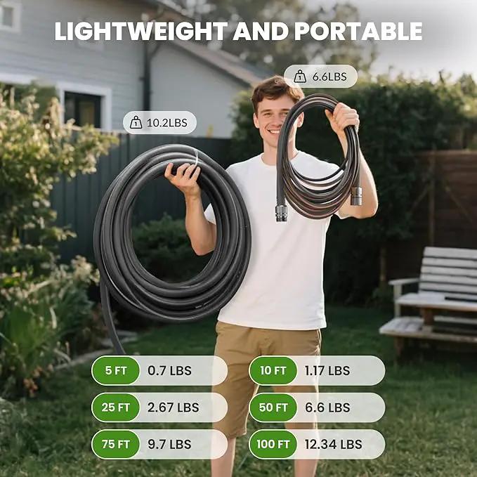 Giraffe Tools Garden Hose 5FT, 5/8" Lightweight Lay Flat Water Hose, Custom Length, Flexible, Leakproof Hybrid Hose Pipe with Male to Female Fitting by GreenHaven Gardens