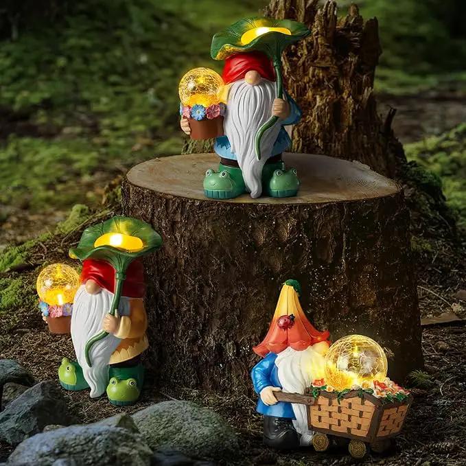 Garden Gnome Decor, Solar Gnomes Decorations Outdoor Gnome Statue Figurine with Solar LED Lights for Outside Lawn Patio Yard Gifts for Mom/Grandma/Birthday by GreenHaven Gardens