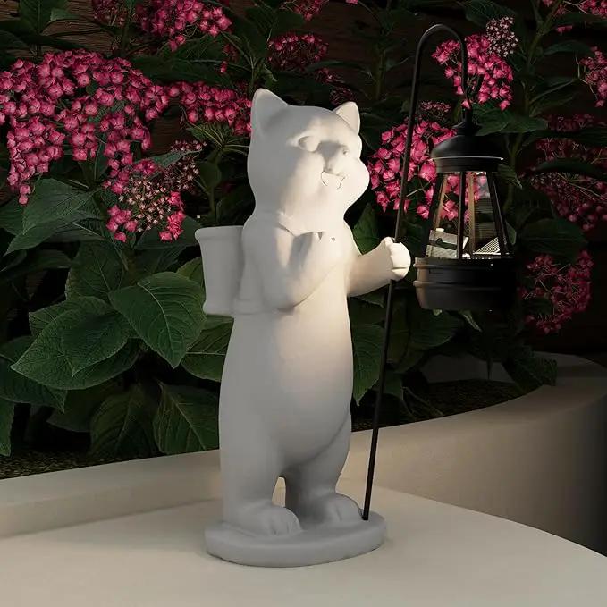 Solar Powered Garden Resin Statue Lights, 10 Inch Waterproof Outdoor Animal Cute Cat Figurine Lights, Suitable for Patios, Balconies, Lawns, Courtyards, Etc (Basket) by GreenHaven Gardens