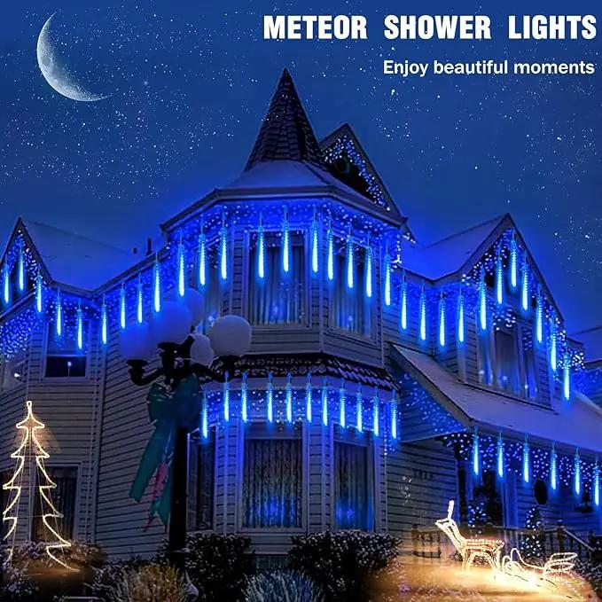 Christmas Meteor Shower Lights Outdoor - 12 Inch 10 Tube 360 LED High Brightness Falling Rain Icicle Cascading Lights for Xmas Tree Roof Eaves Patio Decor by GreenHaven Gardens