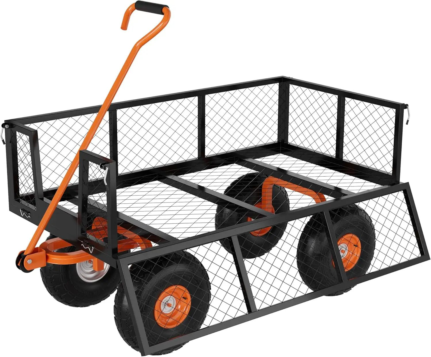 Heavy Duty Steel Garden Cart, 900 LBS Capacity 3 in 1 Pullable Garden Wagon with 10" Wheels, for Gardening Soil, Tools, and Plant Transport by GreenHaven Gardens