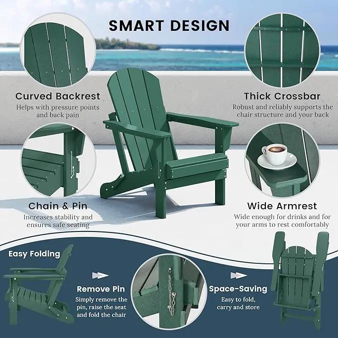 Westin Outdoors Laguna WO Home Furniture Adirondack Chair 4 PC Set Classic Outdoor Patio Folding Chair for Bon Fire Pit Lawn Backyard Beach Plastic Weather-Resistant (Dark Green) by GreenHaven Gardens