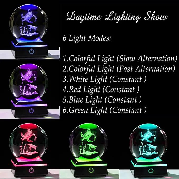 Qianwei Sea Turtle Gifts for Women 3D Crystal Ball 3.14'' - Laser Sea Turtle Decor Glass Animals Turtle Figurines Statue Stuff for Room Decorations Turtles Night Light by GreenHaven Gardens