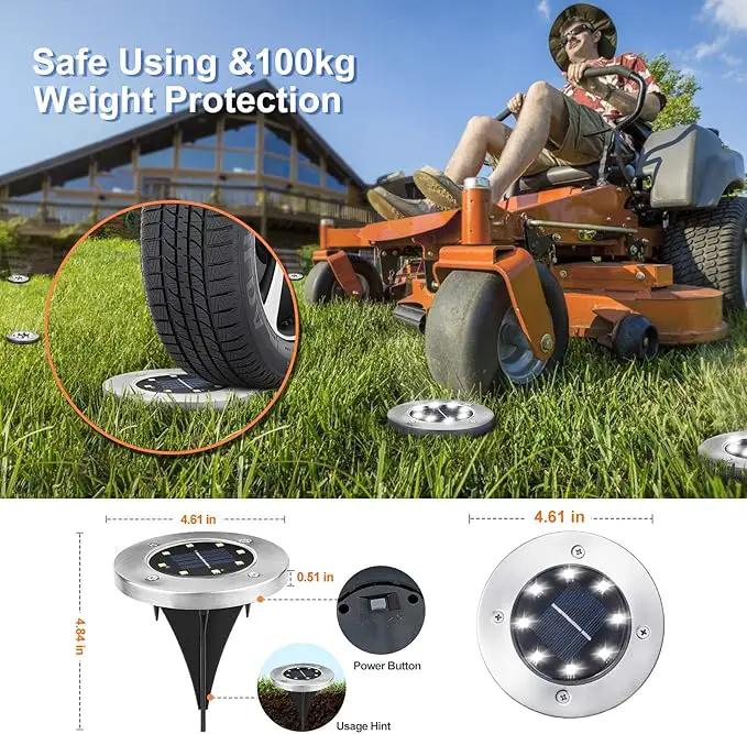 Aogist Solar Ground Lights 12 Packs, 8 LED Solar Garden Lights, Outdoor Solar Disk Lights, In-ground Outdoor Landscape Lights for Pathway Yard Walkway Patio Lawn Path (Cold White) by GreenHaven Gardens
