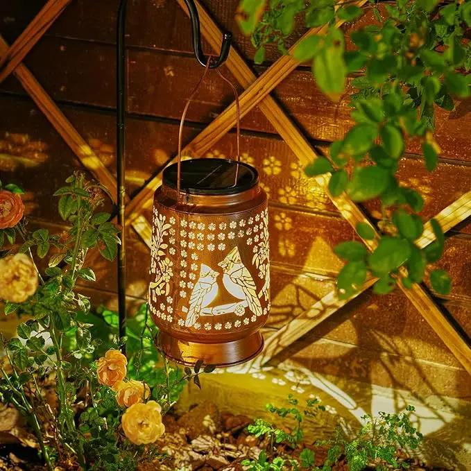 Cardinal Solar Lanterns Outdoor Waterproof, 5.9" Dia, 8.7" H Large Solar Lantern Light with Upgraded 2000mAH Battery, Birthday Gifts for Women Mom Grandma, Garden Decor for Patio Yard Lawn by GreenHaven Gardens