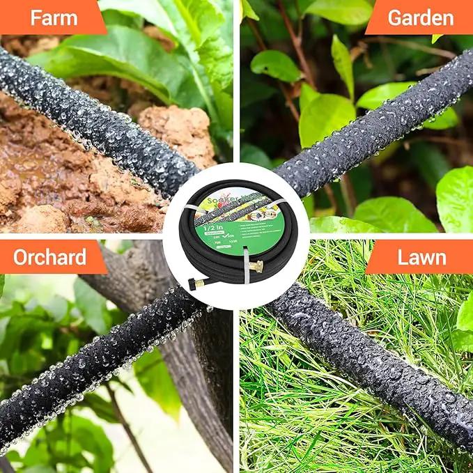 MAMIZO Soaker Hose Kit 100 ft 1/2", Solid Brass Connectors Rubber Longer Lasting, Heavy Duty Drip Hose to Save 70% Water, Soaker Hose for Garden, Lawn and Yard by GreenHaven Gardens