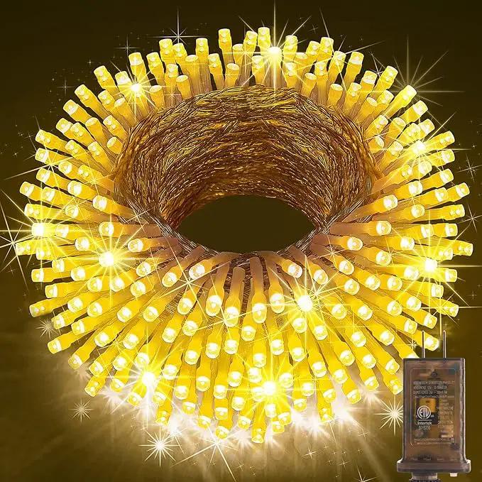 KNONEW 403ft 1000 LED Christmas String Lights Outdoor 8 Modes & Timer Fairy Light Plug in Waterproof LED Wedding Lights for Xmas Yard Tree Party Holiday Decorations (Warm White) by GreenHaven Gardens