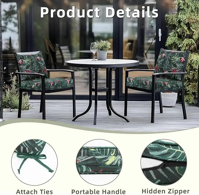 Favoyard Outdoor Seat Cushion 22 x 22 x 3 in Waterproof Pattern Fade Resistant Cover Removable Patio Furniture Cushions Deep Seat & Back Cushion Set with Adjustable Straps for Patio Chair Sofa Couch by GreenHaven Gardens