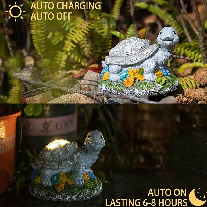 Garden Statue Turtle,Solar Turtles Decor for Outdoor,Resin Tortoise Figurine with Solar Light for Patio,Balcony,Yard,Lawn Ornament,Perfect Garden Gift by GreenHaven Gardens