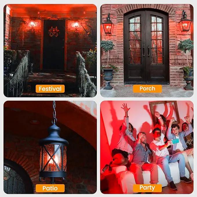 Hompavo 【Upgraded LED Flame Light Bulbs, 3 Modes Flickering Light Bulbs, E12 Chandelier Base Candle Fire Light Bulb for Halloween Christmas Party Porch Indoor & Outdoor Home Decoration, Red 6 Pack by GreenHaven Gardens