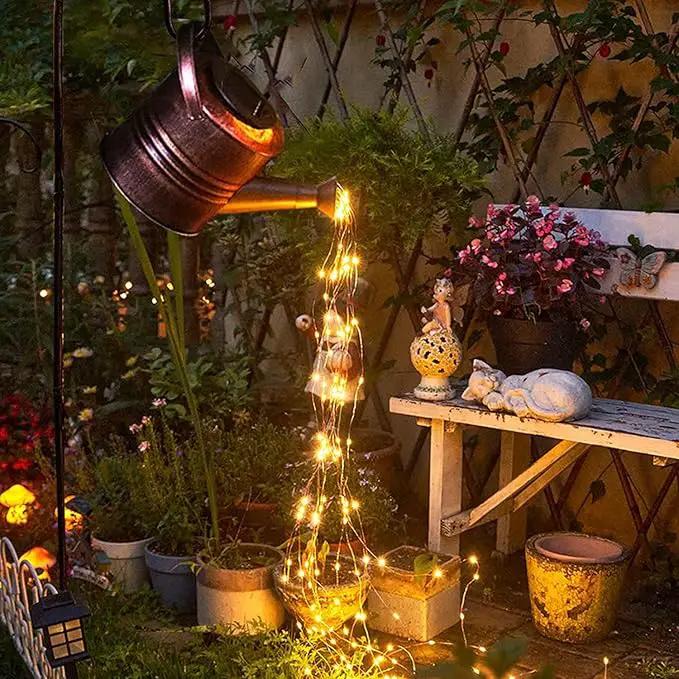 Watering Can LED String Lights - Stars Solar Shower Garden Lamp Decoration Waterproof Fairy Solar Light Ornament Copper Wire Bee Day Outdoors Hanging String Lamps Lawn Path(with Bracket) by GreenHaven Gardens
