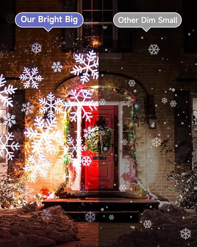 Double Head Christmas Snowflake Outdoor Projection Light,Waterproof Christmas Lights, 180°Rotation Christmas Lights Outdoor, Suitable for Indoor Holiday Christmas Garden Patio Decorations (L) by GreenHaven Gardens