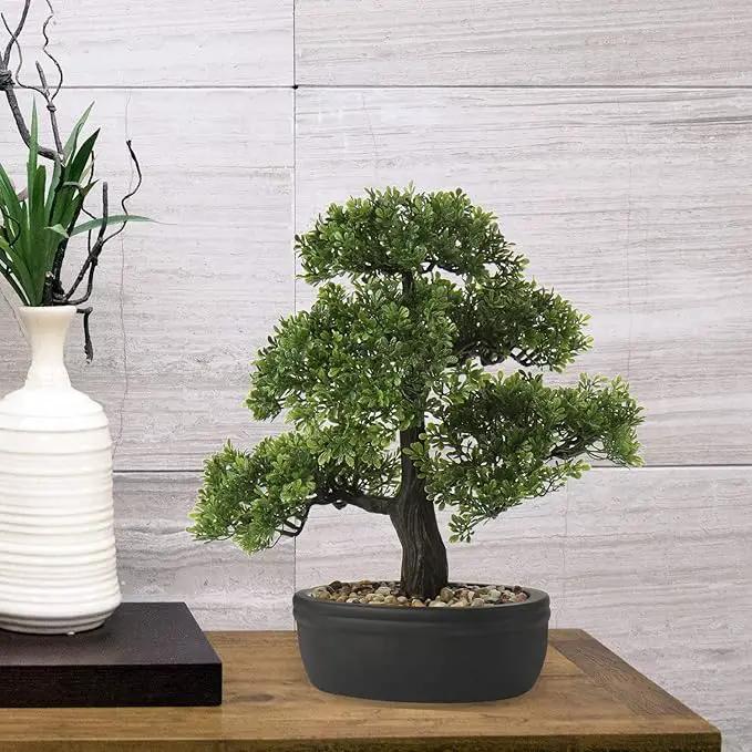 Artificial Bonsai Tree Juniper Faux Plants Indoor Small Fake Plants Decor with Ceramic Pots for Home Table Office Desk Bathroom Shelf Bedroom Living Room Farmhouse Decorations by GreenHaven Gardens